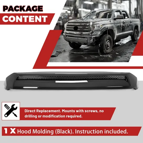 Miniatura 7 de HECASA Toma de Aire del Capó Compatible con Toyota Tundra 2014-2021 Repuesto para 761800C030 TO1231102 REPT133702 Parrilla Delantera Negra Superior