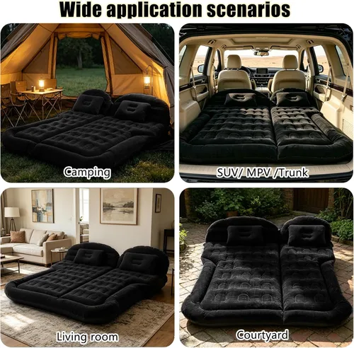 Miniatura 8 de Onirii Cama de colchón de aire SUV Cama de viaje portátil con 2 almohadas y bomba de aire para el maletero y el asiento trasero de SUV