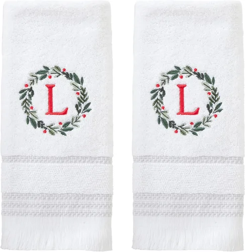Miniatura 58 de SKL Home Toalla de baño casual con monograma, S, 28 x 54 pulgadas, color blanco