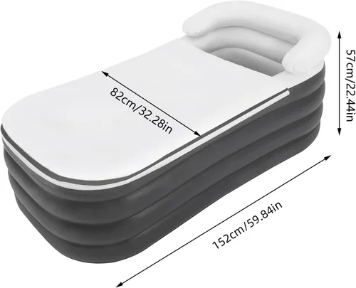 Miniatura 4 de Bañera inflable, bañera inflable plegable de 60 pulgadas para adultos, bañera portátil inflable con bomba de aire eléctrica para remojar la bañera