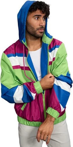 Miniatura 7 de Chaqueta cortavientos retro ligera con diseños coloridos de los años 80 y 90