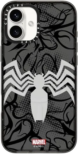 Miniatura 24 de CASETiFY Impact - Funda para iPhone 13 [Spider-Man Co-Lab / protección contra caídas de 6.6 pies] - Máscara Venom - Negro transparente