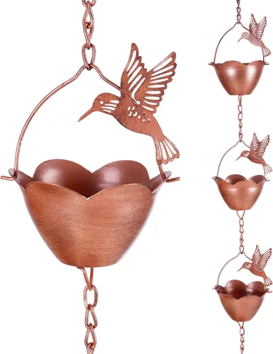 Miniatura 13 de Topadorn Cadena de lluvia decorativa de 8.5 pies, cadena colector de lluvia de 102 pulgadas para aleros de casa, jardín y hogar, diseño de copas