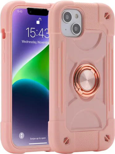 Miniatura 113 de MARKILL Funda compatible con iPhone 15 de 6.1 pulgadas con soporte integrado, [grado militar resistente de cuerpo completo] protección contra Rosa
