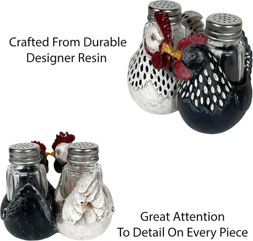 Miniatura 5 de Urbalabs Country Chicken Double Chickens Salero y Pimentero Caddy Country Farmhouse Mesa de comedor de cocina Decoración de mostrador de cocina