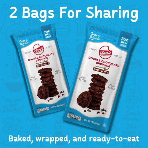 Miniatura 4 de Classic Cookie, Mini galletas crujientes, brownie de chocolate doble de 7 onzas, 2 bolsas