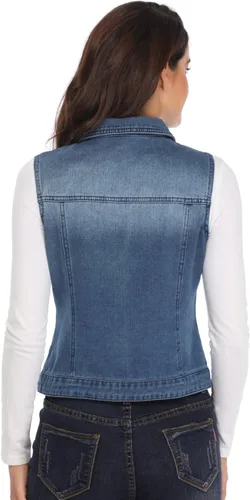 Miniatura 4 de MISS MOLY Denim Vest for Women Sleeveless Button up Washed Cropped Jean Jacket
