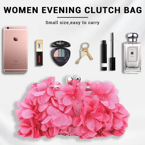 Miniatura 2 de JAMBHALA Bolso de noche para mujer, pequeño bolso floral con cadena para boda, fiesta, baile de graduación