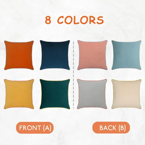 Miniatura 6 de Juego de 4 fundas de almohada de terciopelo de 16 x 16 pulgadas, fundas de almohada decorativas de terciopelo modernas de doble color para sofá, frío