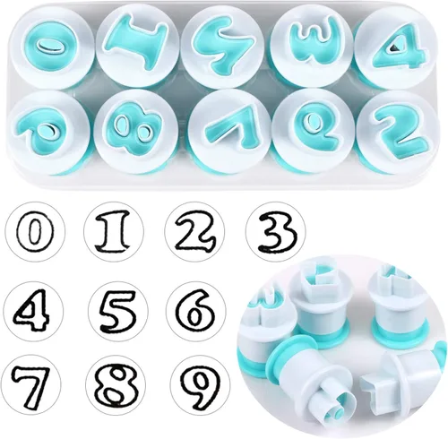 Miniatura 5 de BENBO - Juego de moldes para tartas con números de letras del alfabeto, 36 piezas para fondant, azúcar, manualidades, sello de galletas, impresión