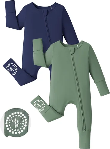 Miniatura 21 de PATPAT Baby Footies - Mameluco de viscosa de bambú para niños y niñas, con cremallera y suela antideslizante, ropa infantil con pies y sin pies