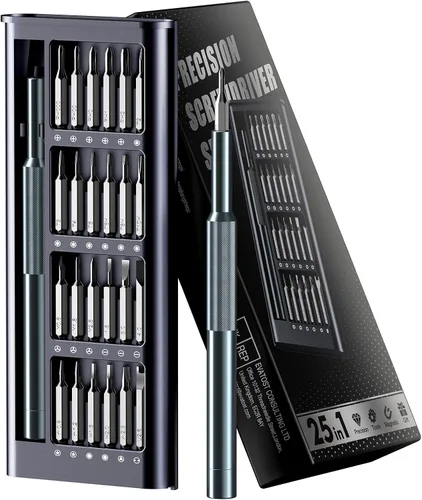 NSZETZ Juego de destornilladores de precisión 25 en 1, kit profesional de herramientas de reparación mini con destornilladores magnéticos para