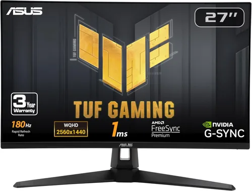 ASUS TUF Gaming VG27AQ3A - Monitor de 27 pulgadas, resolución 1440P HDR, QHD (2560 x 1440), 180Hz, 1ms, IPS rápido, 130% sRGB, Extreme Low Motion