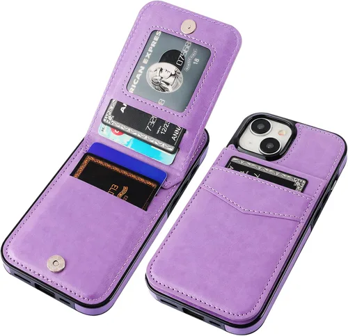 Miniatura 20 de KIHUWEY Compatible con funda tipo cartera con tapa para 15 con soporte para tarjetas de crédito, cierre magnético de cuero premium con función