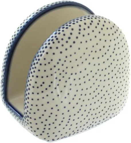 Blue Rose Polish Pottery - Servilletero de Puntos Pequeños Azules - 5" x 5" - Servilleteros de Cerámica, Accesorios Decorativos para Mesa de Comedor
