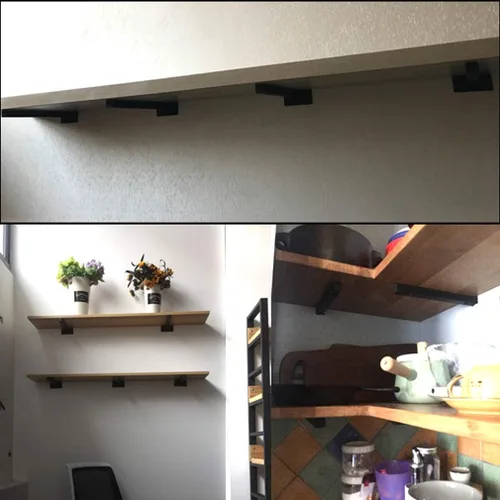 Miniatura 8 de Soporte de estante rústico flotante en T, soportes para estantes ocultos colgantes, soporte de estante de partición de carga para montaje en pared