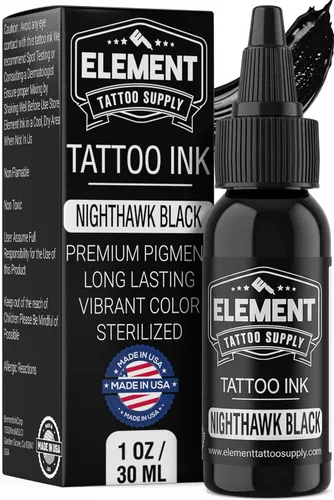 Element Tattoo Supply - Tinta de tatuaje negra prémium - Tinta de tatuaje profesional y suministros para contorno, sombreado y mezcla - Tinta de