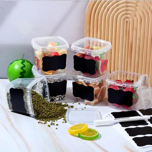 Miniatura 6 de Jinei 50 recipientes de plástico de 16 onzas con tapas, recipientes cuadrados transparentes para almacenamiento de alimentos, recipientes cuadrados