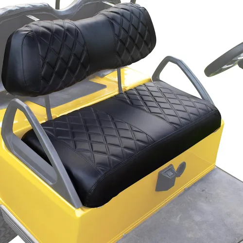 NOKINS Funda para asiento de carrito de golf, diseño de diamante negro, vinilo, compatible con Club Car DS, funda de asiento delantero, 2 unidades