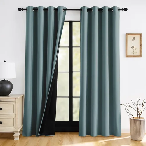 Miniatura 12 de RYB HOME Cortinas opacas grises de 63 pulgadas de largo para dormitorio, cortinas de ventana 100% opacas con aislamiento térmico y reducción