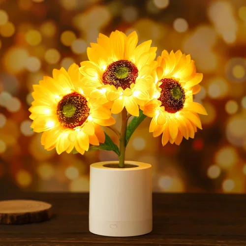 WSYEAR Regalos de girasol para mujeres, lámpara de flores de girasol, luz nocturna para decoración de dormitorio, regalos de cumpleaños de Navidad
