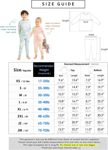 Miniatura 5 de VAENAIT BABY 12M-12 Toddler Kids Boys Girls 100 Cotton Marbling Sung Fit Sleepwear Pajamas 2pcs Pjs Set