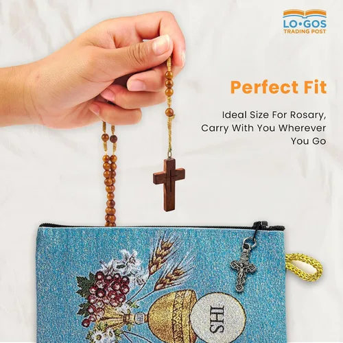 Miniatura 58 de Bolsa de rosario católico, estuche de rosario de bautismo para niños con números 6:24-26, versículo de la Biblia, 4 x 6 pulgadas, joyería y monedero