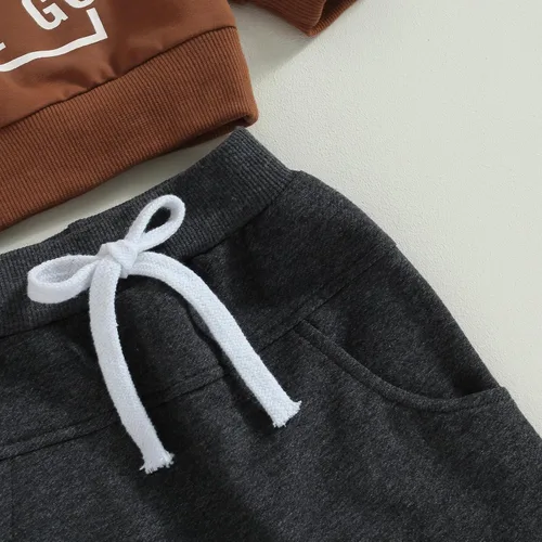 Miniatura 6 de Conjunto de ropa para bebé niño con capucha y pantalones de cintura elástica, lindos trajes de otoño e invierno
