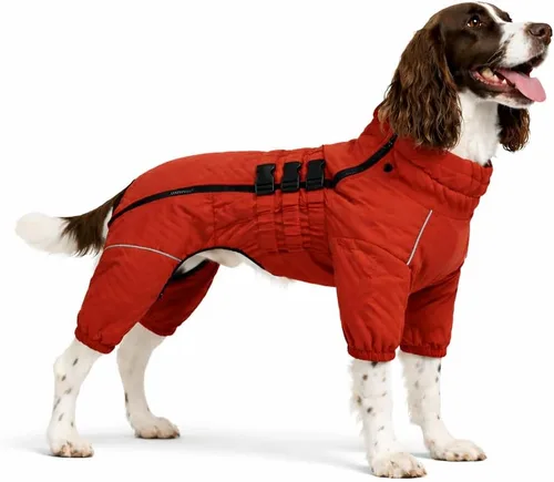 Miniatura 31 de Abrigo cálido para perros de doble capa, chaleco para perros, 4 patas cubiertas, resistente al viento, impermeable, reflectante, gris XS - L