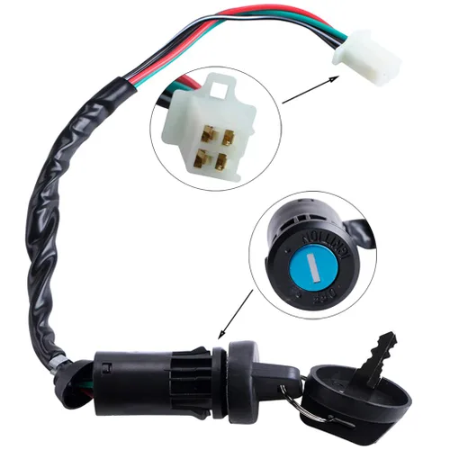 Miniatura 2 de Interruptor de Arranque Izquierdo de 3 Funciones + Interruptor de Encendido de 4 Cables con Llave y Tapa para ATV Chino Quad 4 Wheeler TaoTao SUNL