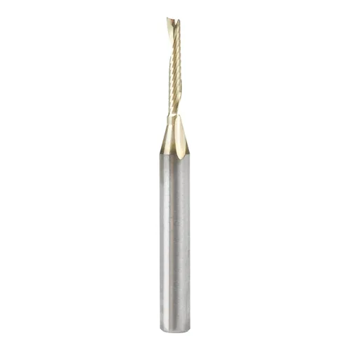 Miniatura 20 de Amana Tool CNC de carburo sólido espiral O flauta arriba-corte, broca de aluminio de corte de enrutador, recubierto de ZrN, 51470-Z, 1/16 D x 1/4 CH
