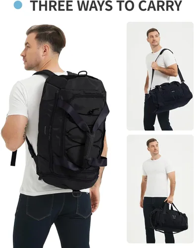 Miniatura 2 de Sportsnew Bolsa de gimnasio para hombres y mujeres con compartimento para zapatos, bolsa de lona para viajes con bolsillo húmedo y compartimento