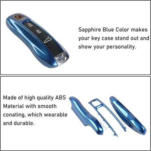 Miniatura 6 de Jaronx 2 fundas para llavero color azul brillante compatibles con Cayenne Panamera 2018-2024/911 Carrera 2020-2024/Taycan 2020-2024, fundas