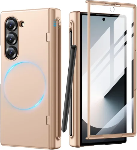 Miniatura 11 de MAKAVO Funda para Samsung Galaxy Z Fold 3 5G con protección de bisagra, protector de pantalla de vidrio templado integrado, ajuste delgado 3D Negro