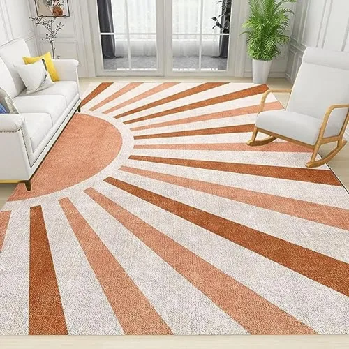 Miniatura 11 de Alfombra de área con diseño de dibujos animados en acuarela, estilo bohemio de mediados de siglo, con diseño de hojas de palmera tropicales, suave