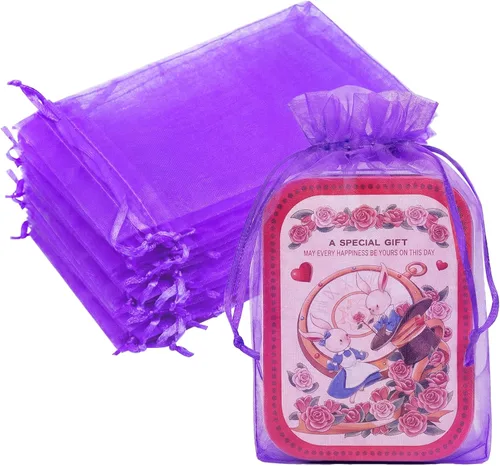 Miniatura 27 de Bolsas de organza de 3x4 pulgadas, 50 paquetes de pequeñas bolsas de regalo de malla con cordón, bolsas de muestra para fiesta, boda, baby shower