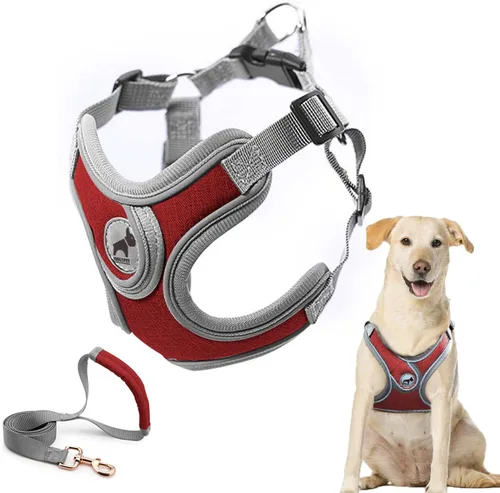 Miniatura 18 de Arnés para perro con juego de correa, arneses para cachorros con acolchado transpirable para entrenamiento y carrera de perros pequeños (XS, gris)