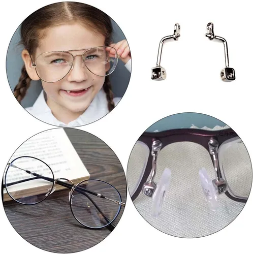 Miniatura 6 de Almohadillas de nariz para anteojos, brazo de metal de repuesto, puente de nariz tipo atornillado/empujador, parte de gafas para gafas, lentes