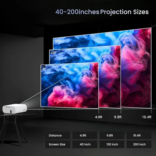 Miniatura 7 de HOMPOW Proyector, Nativo 1080P Full HD Bluetooth Proyector con Altavoz, 9500 Lúmenes Portátil para Exteriores Mini Proyector de Películas Compatible