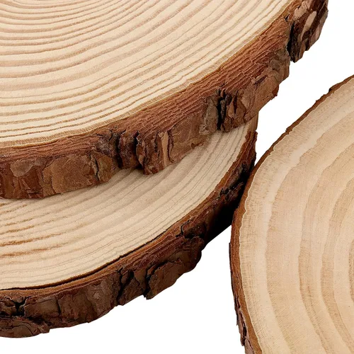 Miniatura 3 de JOIKIT 5 piezas de rebanadas de madera sin terminar de 8 a 9 pulgadas, rebanadas de madera rústica redonda natural para centros de mesa, círculos