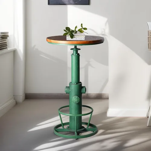 Miniatura 5 de Mesa de bar estilo bistró, estilo vintage, redonda, mesa de centro industrial, mesa de desayuno para 2-3 personas, 38.6-44.4 pulgadas de altura