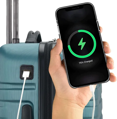 Miniatura 5 de U.S. Traveler Boren - Maleta de viaje de policarbonato resistente con 8 ruedas giratorias, asa de aluminio