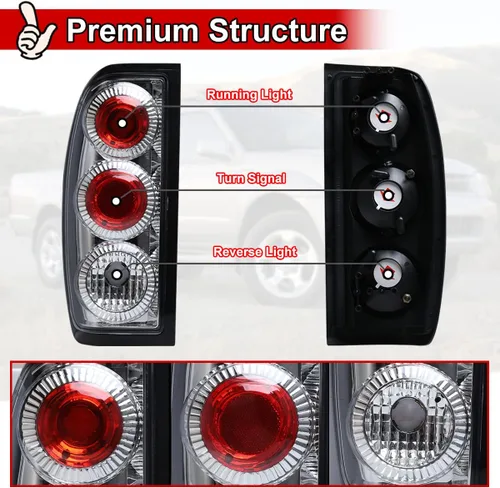 Miniatura 5 de Nixon Offroad Luces traseras para Nissan Frontier 1998 1999 2000 2001 2002 2003 2004, luces traseras halógenas de repuesto para automóvil, 1 par