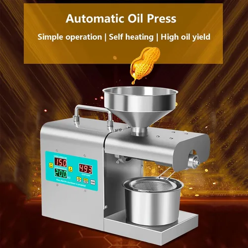 Miniatura 2 de Máquina de prensa de aceite, máquina de extracción de aceite frío/caliente para soja de maní, molino de grano de prensa de aceite automático, con 10
