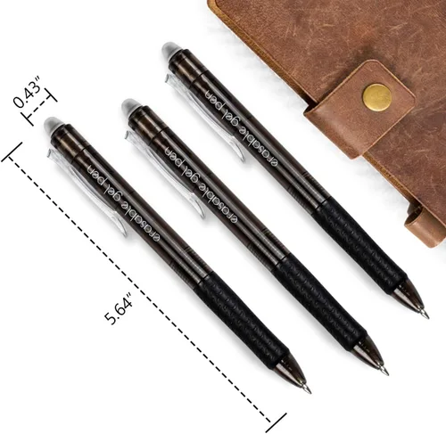 Miniatura 4 de Vanstek 18 bolígrafos de gel retráctiles borrables negros con clic, punta fina (0.7), haz que los errores desaparezcan, agarre cómodo premium, tinta