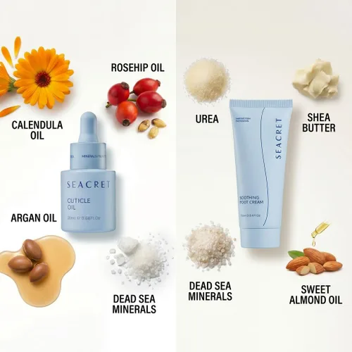 Miniatura 3 de SEACRET Juego de pedicura del Mar Muerto, kit de spa de pies en casa para talones agrietados y pies secos, kit de pedi de 4 piezas con crema