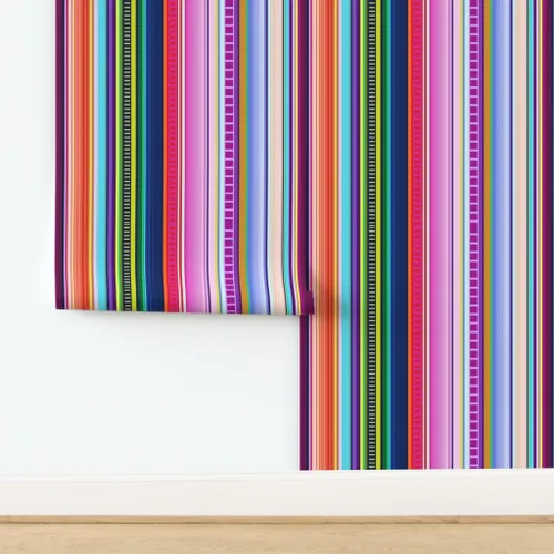 Miniatura 4 de Spoonflower Papel tapiz para despegar y pegar, diseño de rayas de serape, estilo mexicano, colorido y brillante, papel pintado extraíble