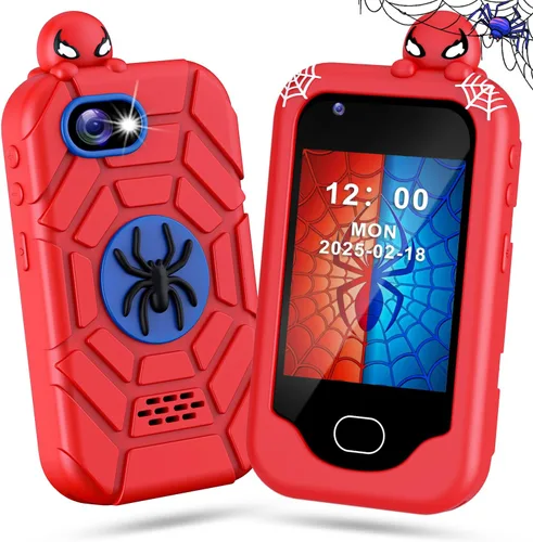 Teléfono Inteligente para Niños, Regalo de Navidad y Cumpleaños para Niños Pequeños de 3 a 10 Años, Juguete de Teléfono Celular para Niños con Rojo