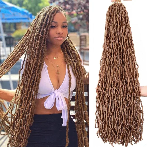 Miniatura 52 de 6 Paquetes Soft Locs Cabello de Ganchillo Pre Looped Faux Locs Trenzas de Ganchillo Goddess Locs Dreadlocs Cabello Sintético Para Mujeres Negras 1b
