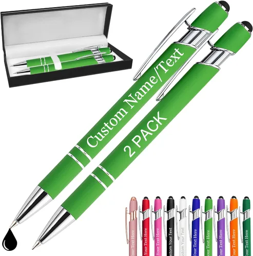 Miniatura 17 de Bolígrafos personalizados con nombre, paquete de 10 bolígrafos personalizados a granel, bolígrafo de tinta negra grabada con punta de lápiz óptico